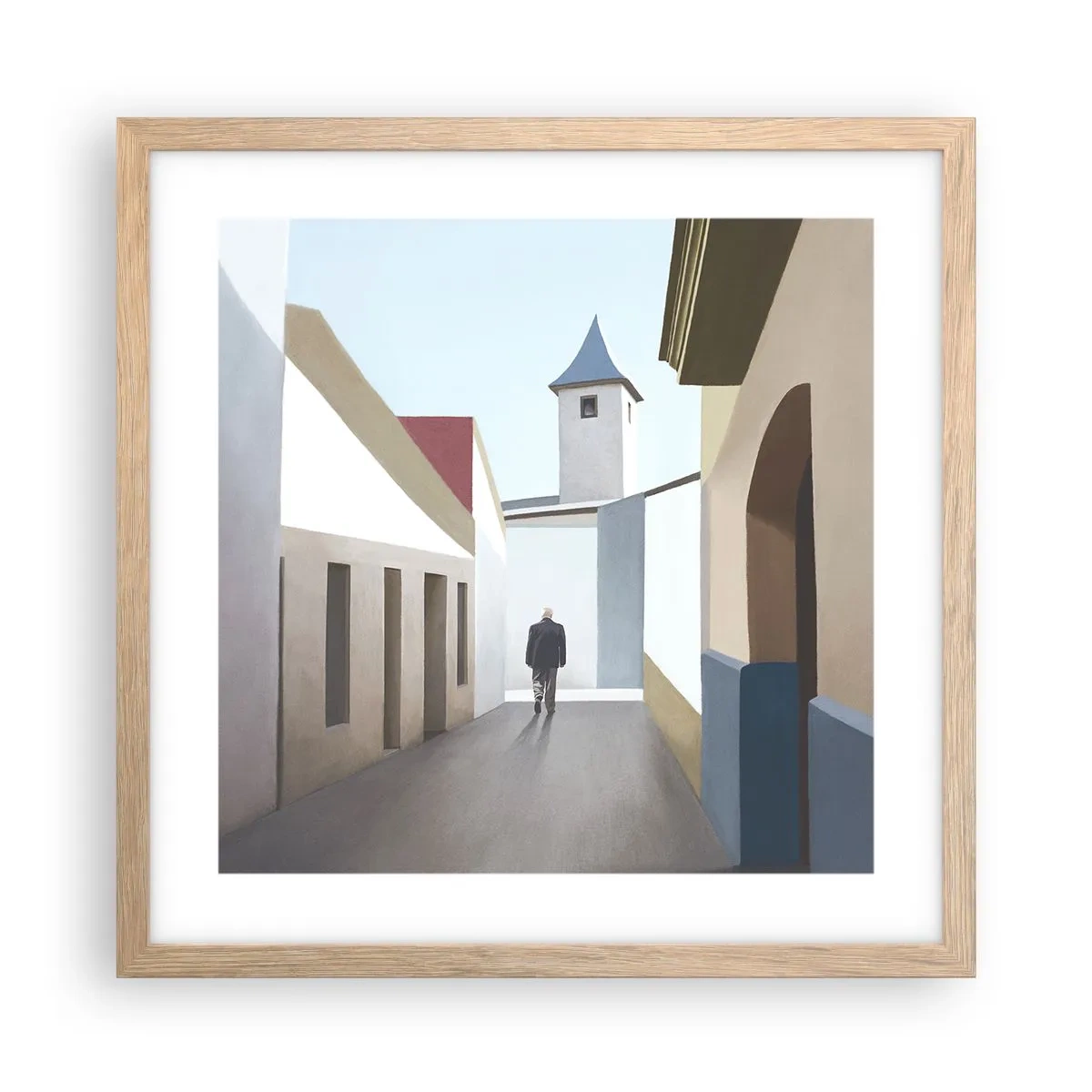 Poster in cornice rovere chiaro - Passeggiata assolata - 40x40 cm