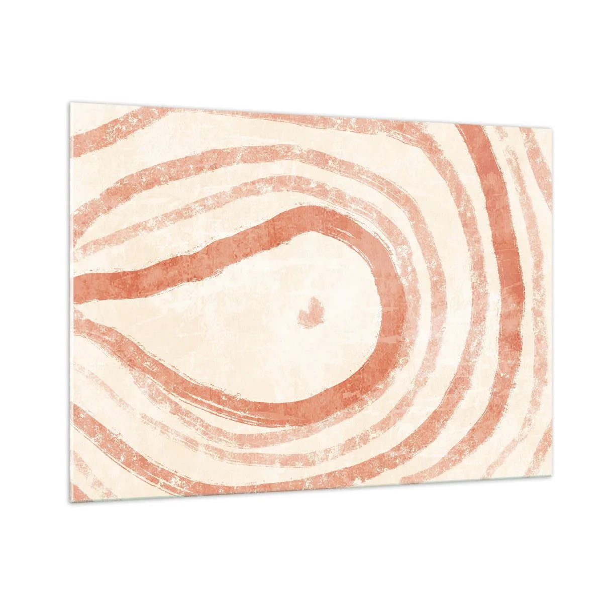 Quadro su vetro - Linee astratte di corallo a forma di cerchi concentrici - 100x70cm - Cerchi di corallo - Decorazione murale moderna per soggiorno e camera da letto ARTTOR