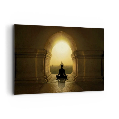 Quadro su tela - Stampe su Tela - Silhouette di una persona in meditazione alla luce del sole al tramonto - 120x80cm - Armonia completa - Decorazione murale moderna per soggiorno e camera da letto ARTTOR