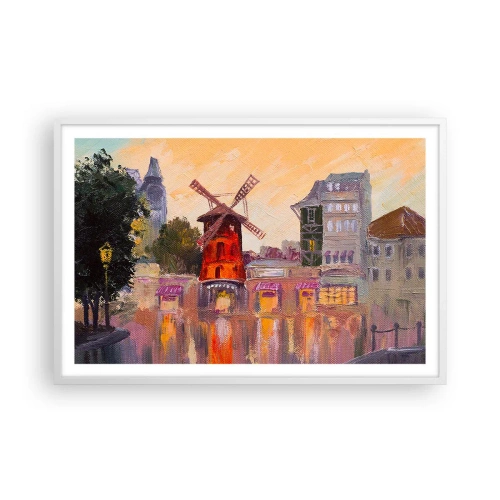 Poster in cornice bianca - Le icone di Parigi: il Moulin Rouge - 91x61 cm