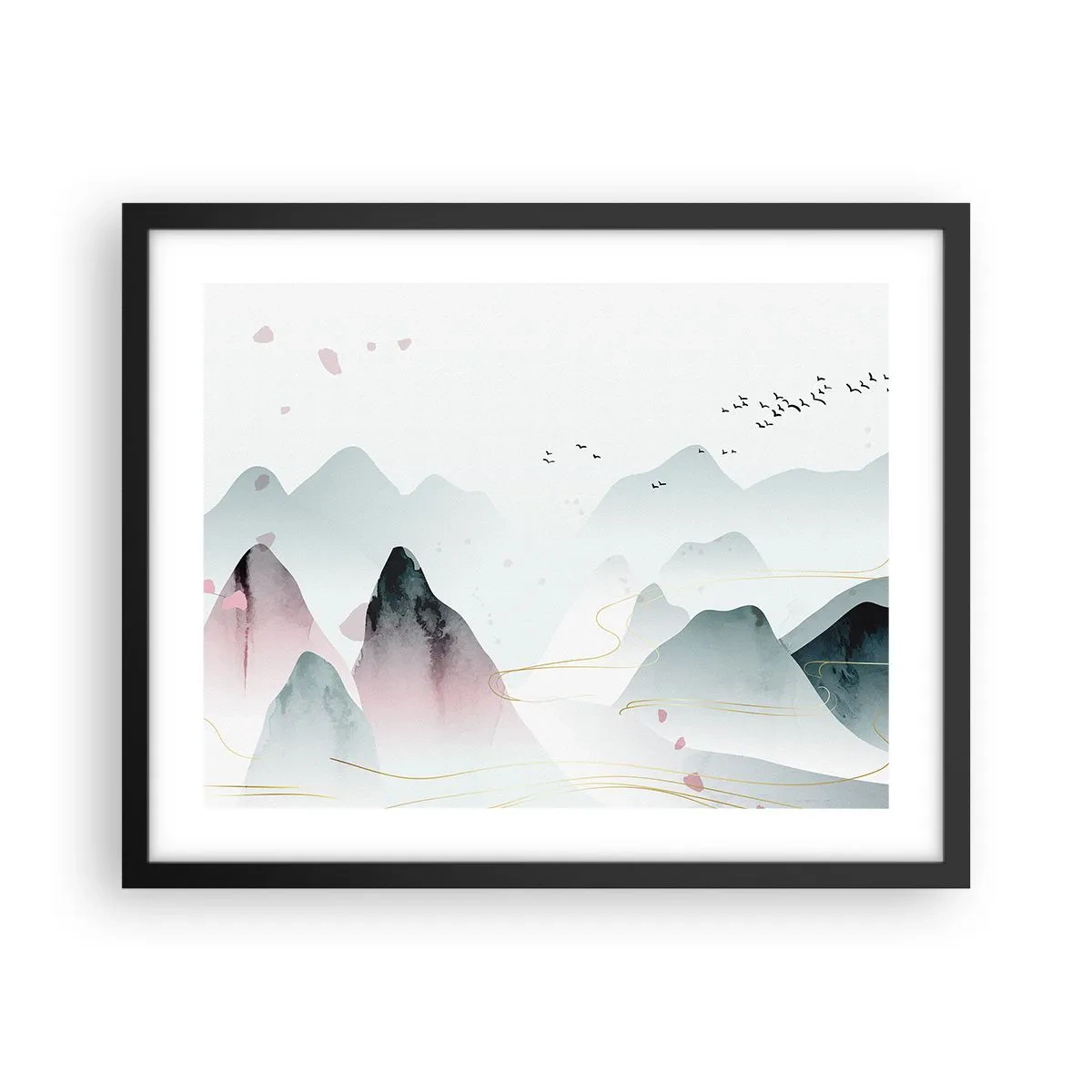 Poster in cornice nera - Oltre le cime - 50x40 cm