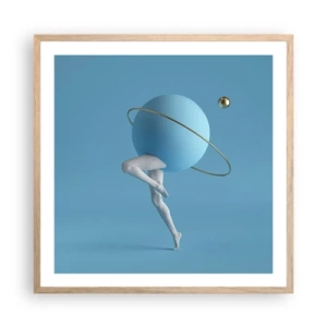 Poster in cornice rovere chiaro - E i pianeti folleggiano - 60x60 cm