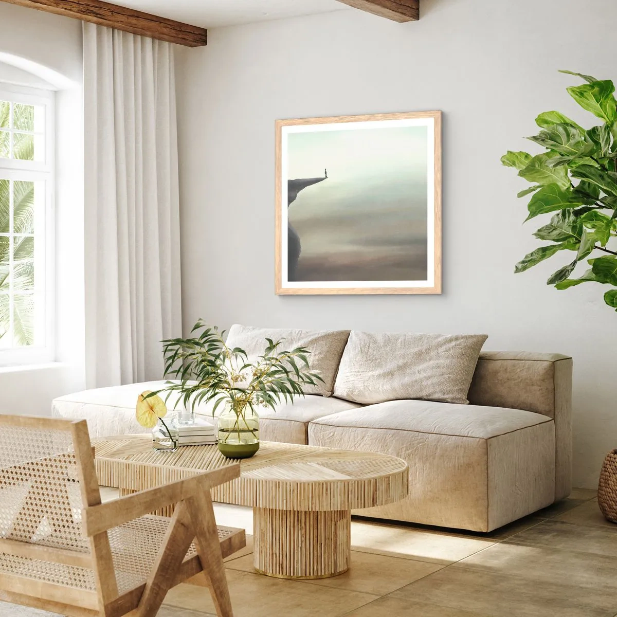 Poster in cornice rovere chiaro - Certamente verso l'alto! - 30x30 cm