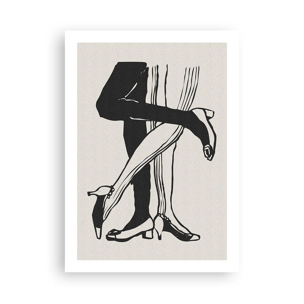 Poster - Illustrazione in bianco e nero di gambe intrecciate che ballano - 50x70cm - Attributo femminile - Decorazione murale moderna per soggiorno e camera da letto ARTTOR