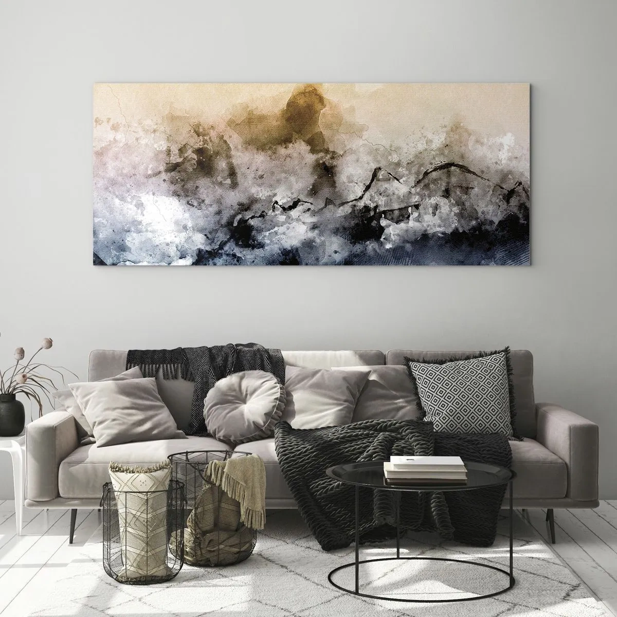 Quadro su vetro - Immersi in una nuvola di nebbia - 100x40 cm