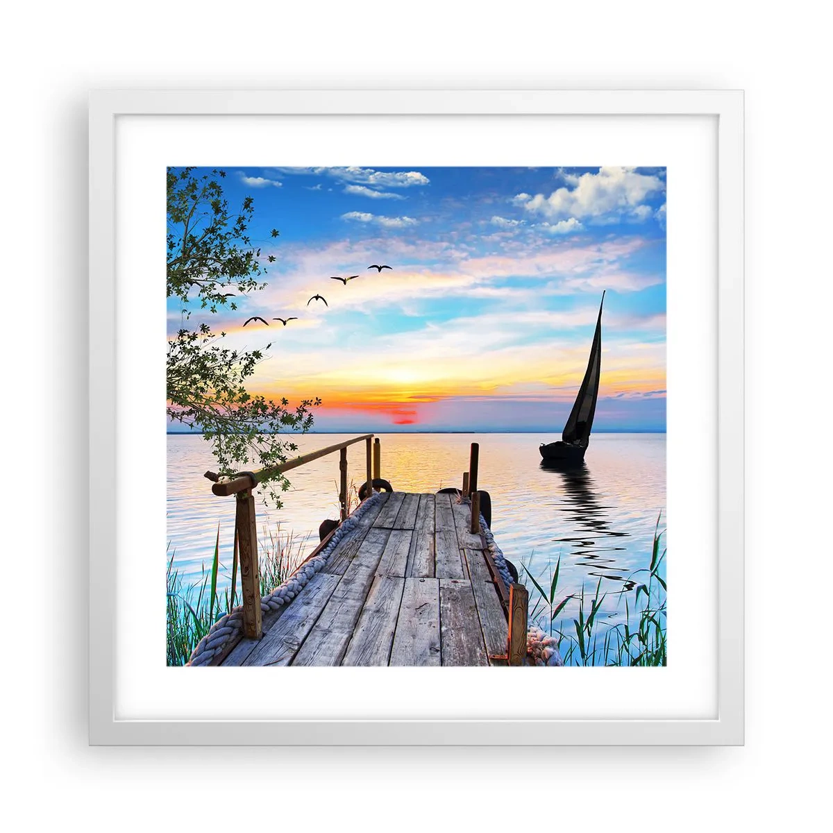 Poster in cornice bianca - Buona sera - 40x40 cm