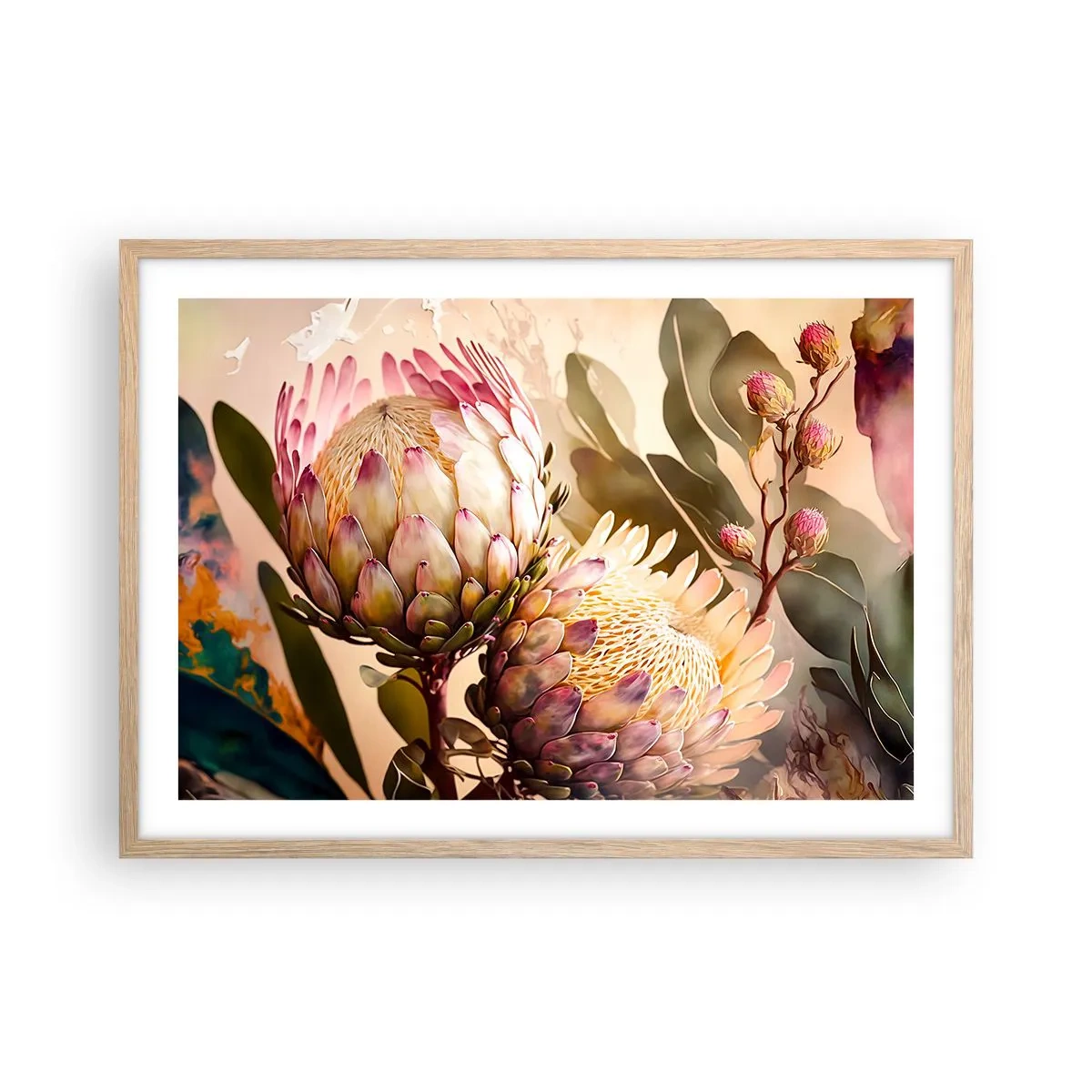 Poster in cornice rovere chiaro - Tenero abbraccio - 70x50 cm