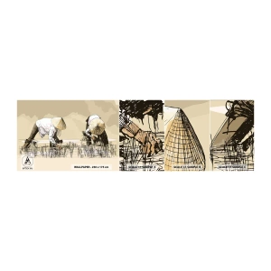 Campione di Fotomurale Adesivo Deluxe Sticker - Buon raccolto - Asia, Piantagione di riso, Campo di riso - 100x30 cm