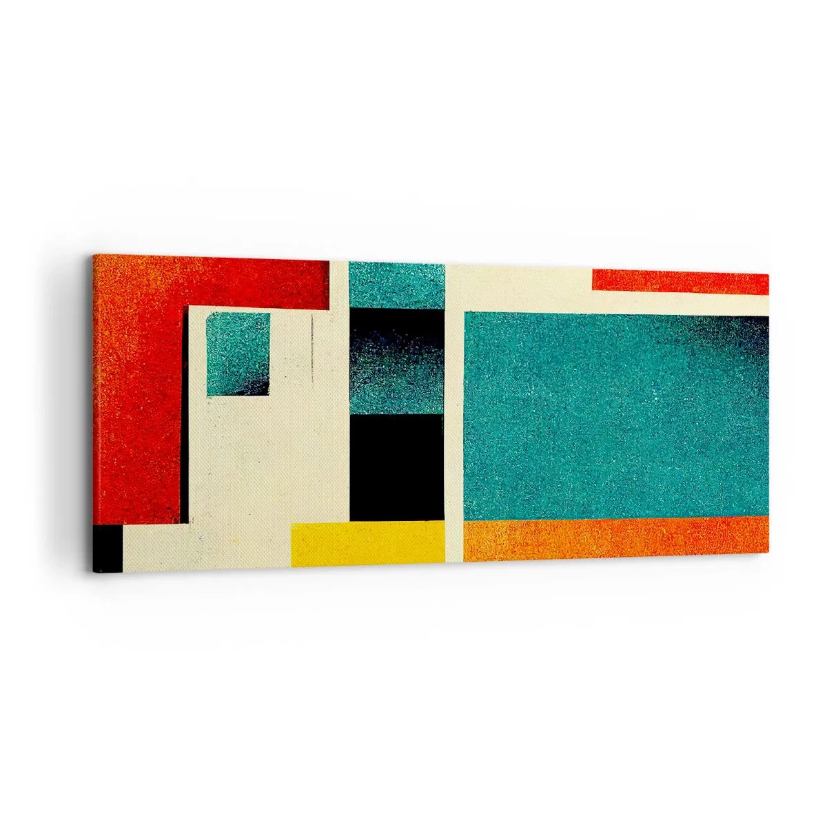 Quadro su tela - Stampe su Tela - Astrazione geometrica con rettangoli e quadrati colorati - 120x50cm - Astrazione geometrica: energia buona - Decorazione murale moderna per soggiorno e camera da letto ARTTOR