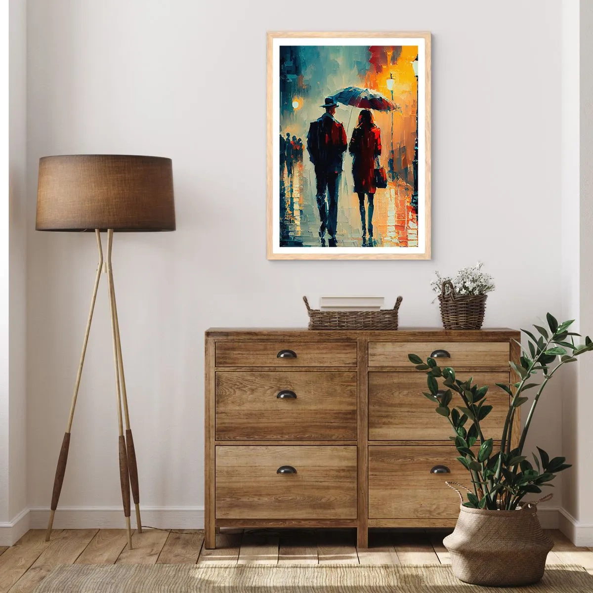 Poster in cornice rovere chiaro - Love story cittadina - 50x70 cm