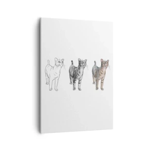 Quadro su tela - Stampe su Tela - L'evoluzione del disegno di un gatto da schizzo a forma colorata - 50x70cm - Lezione di disegno - Decorazione murale moderna per soggiorno e camera da letto ARTTOR