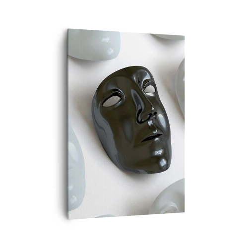 Quadro su tela - Stampe su Tela - Maschere in bianco e nero su sfondo chiaro - 70x100cm - Come distinguersi? - Decorazione murale moderna per soggiorno e camera da letto ARTTOR
