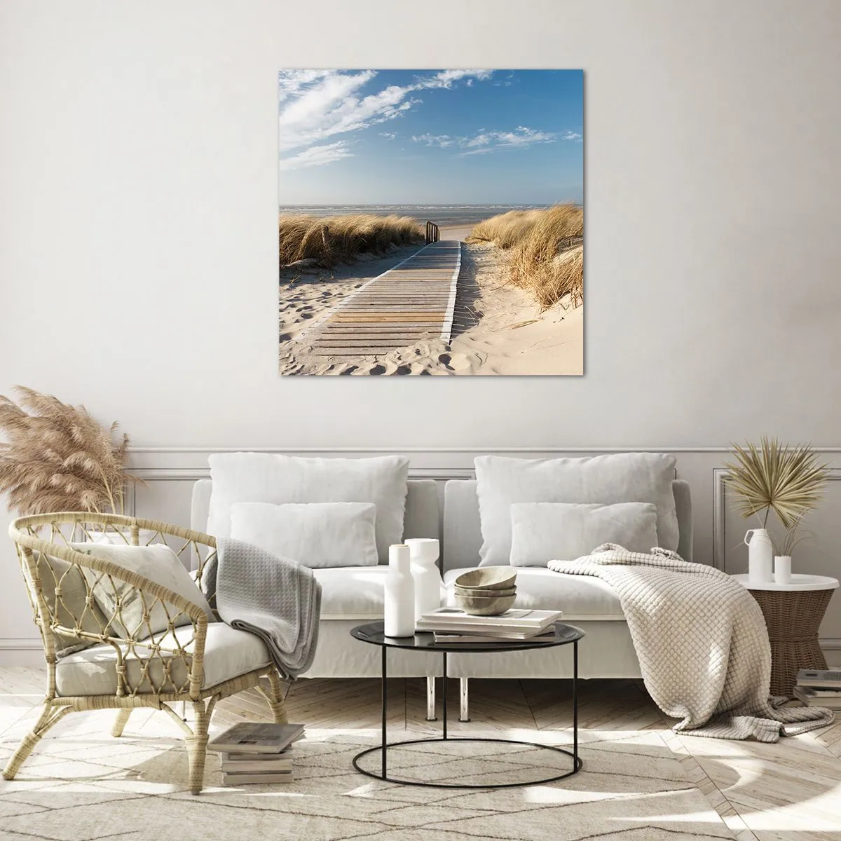 Quadro su vetro - Dopo la duna, nel fruscio dell'erba - 70x70 cm