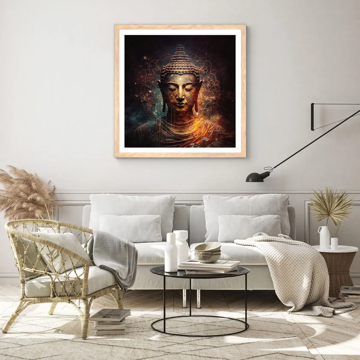 Poster in cornice rovere chiaro - Equilibrio spirituale - 40x40 cm