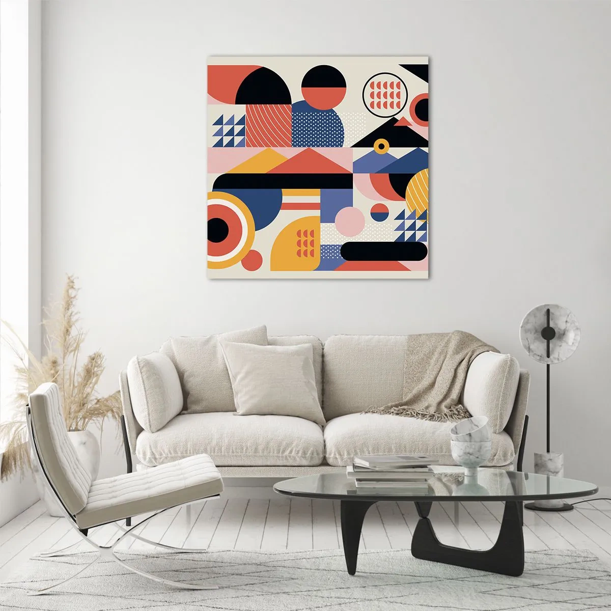 Quadro su vetro - Composizione: divertiti - 40x40 cm