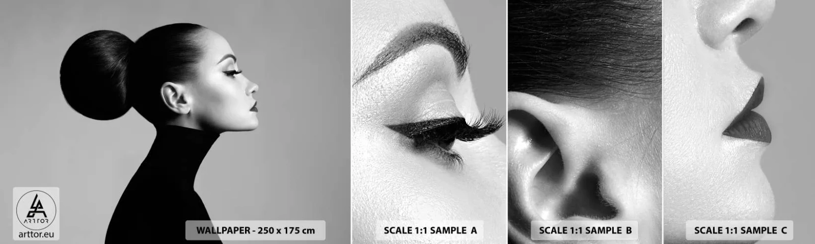 Campione di Fotomurale Adesivo Deluxe Sticker - La Nefertiti di oggi - Donna, Acconciatura, Modello - 100x30 cm