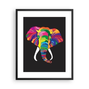 Poster in cornice nera - L'elefante che faceva il bagno nell'arcobaleno - 40x50 cm