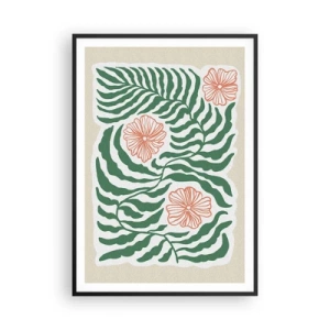 Poster in cornice nera - Fioritura nel verde - 70x100 cm