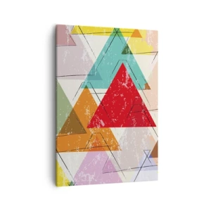 Quadro su tela - Stampe su Tela - Astrazione colorata con triangoli geometrici - 50x70cm - Tre alla volta - Decorazione murale moderna per soggiorno e camera da letto ARTTOR
