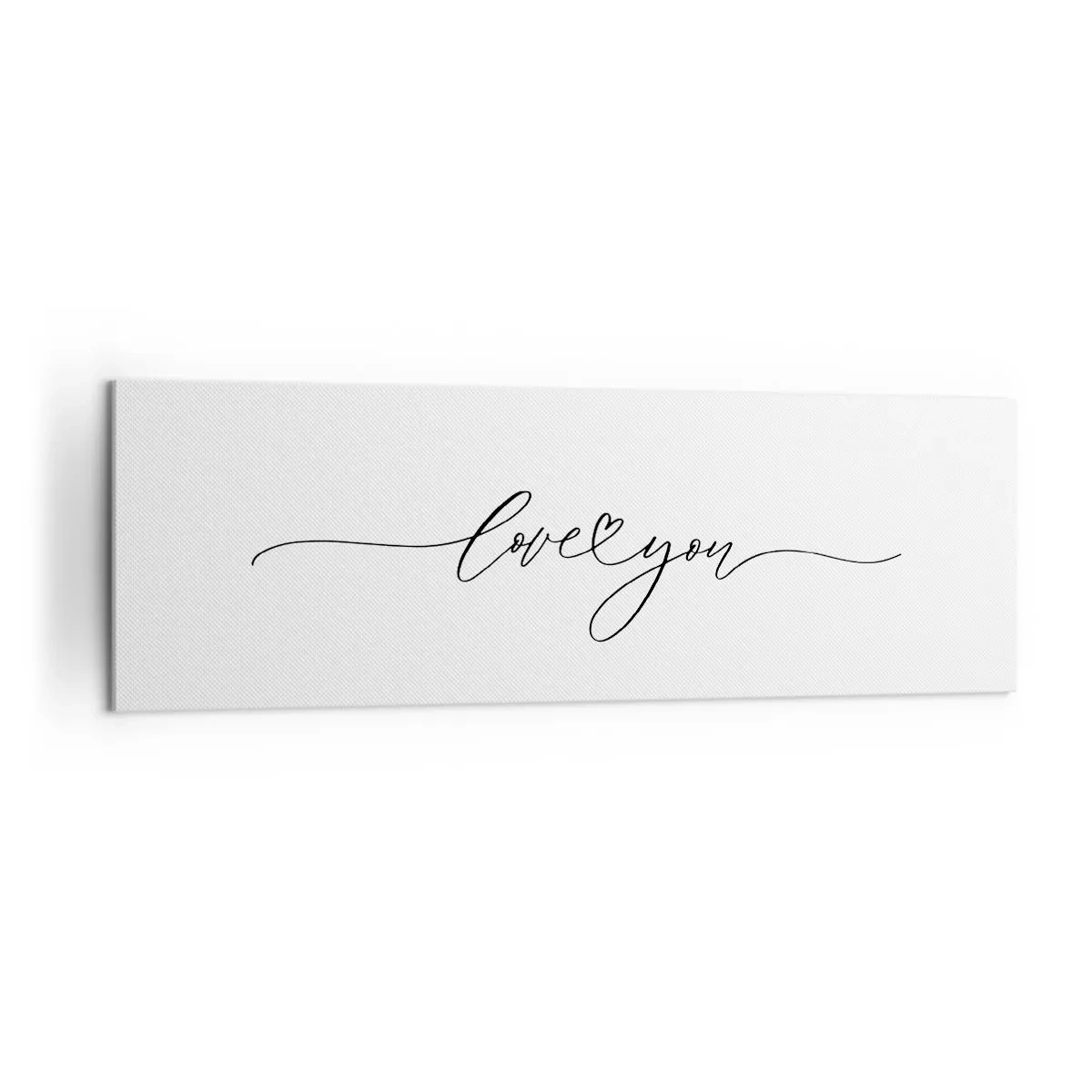Quadro su tela - Stampe su Tela - La scritta "Ti amo" in un carattere elegante - 160x50cm - Bianco e nero - Decorazione murale moderna per soggiorno e camera da letto ARTTOR
