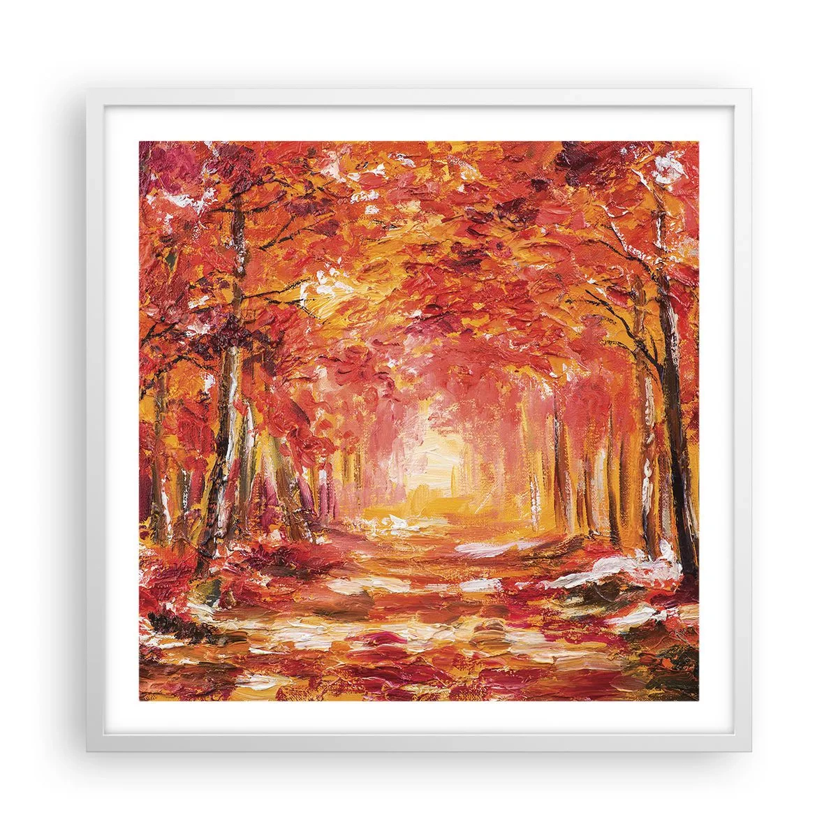 Poster in cornice bianca - Foresta di rame - 60x60 cm