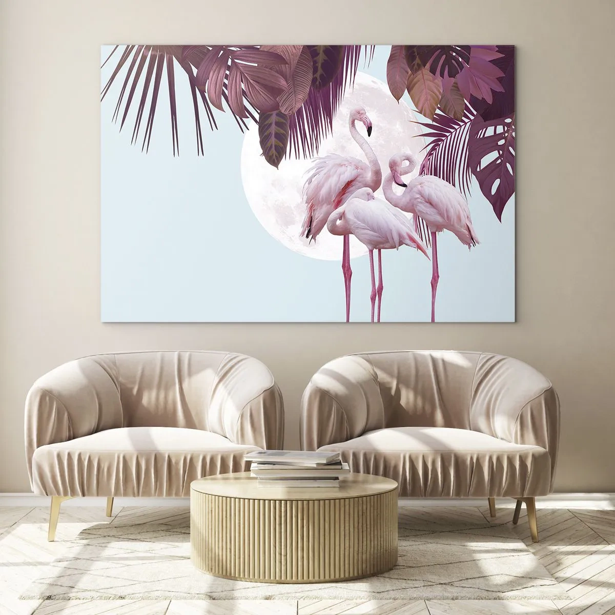 Quadro su vetro - Tre grazie d'uccello - 120x80cm - Tre grazie alate - Decorazione murale moderna per soggiorno e camera da letto ARTTOR