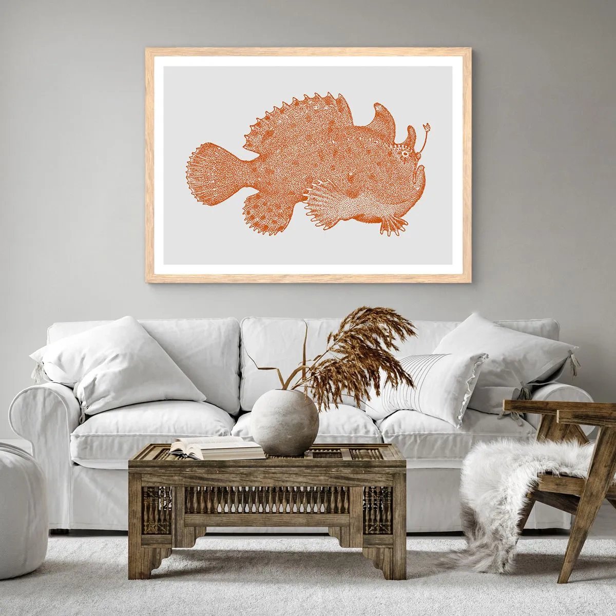 Poster in cornice rovere chiaro - È davvero un pesce - 100x70 cm