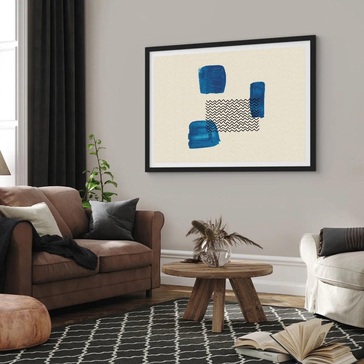 Poster in cornice nera - Quartetto astratto - 50x40 cm