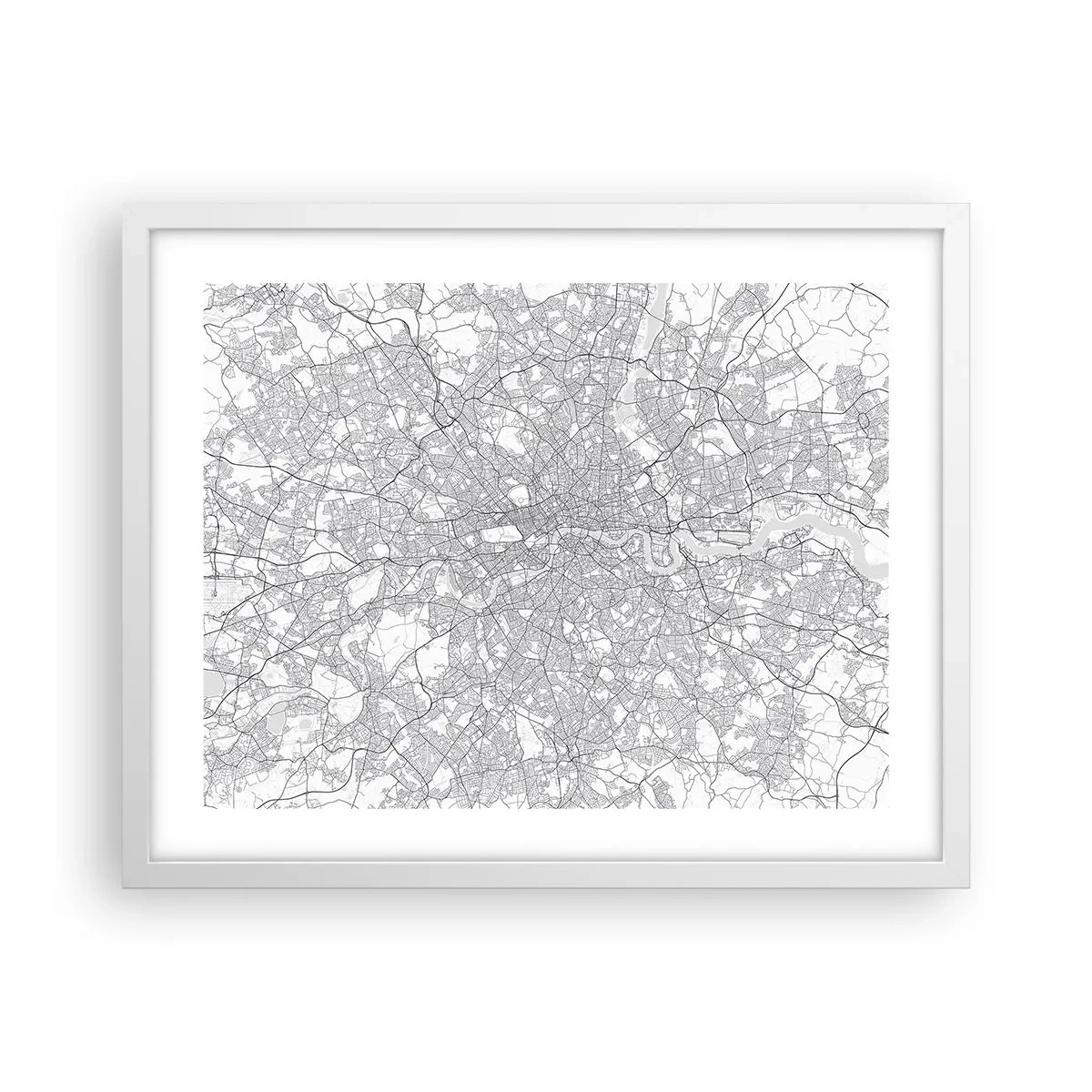Poster in cornice bianca - Mappa del labirinto di Londra - 50x40 cm