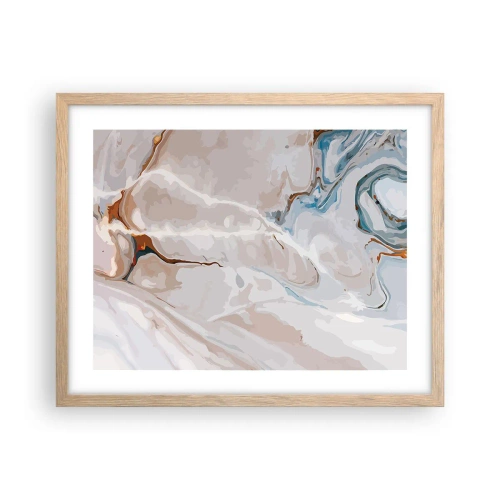 Poster in cornice rovere chiaro - Meandri blu sotto il bianco - 50x40 cm