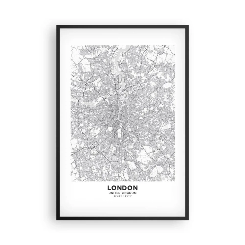 Poster in cornice nera - Mappa del labirinto di Londra - 61x91 cm