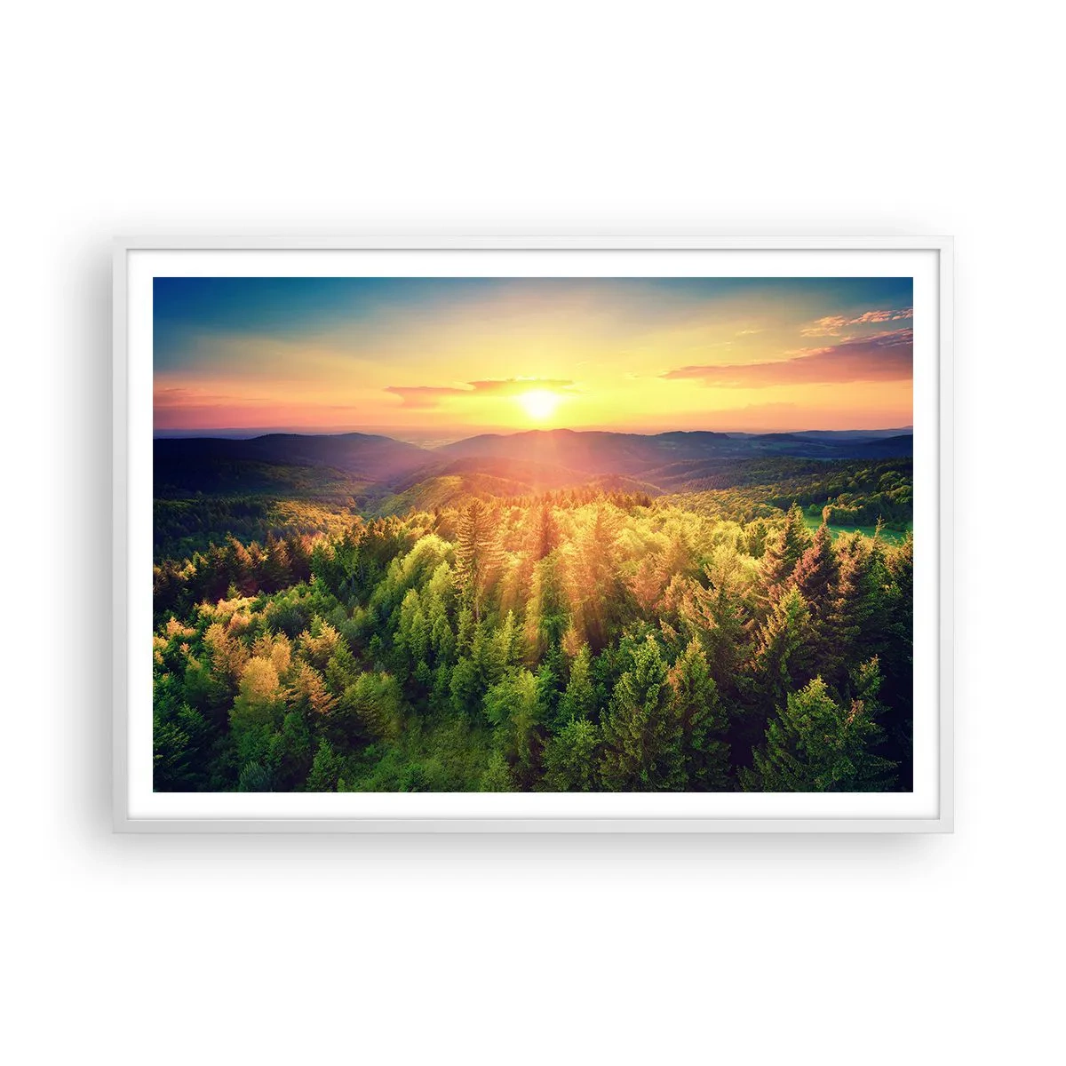 Poster in cornice bianca - Vette e cime - 100x70 cm