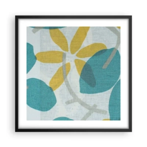 Poster in cornice nera - Tra le foglie azzurre - 50x50 cm