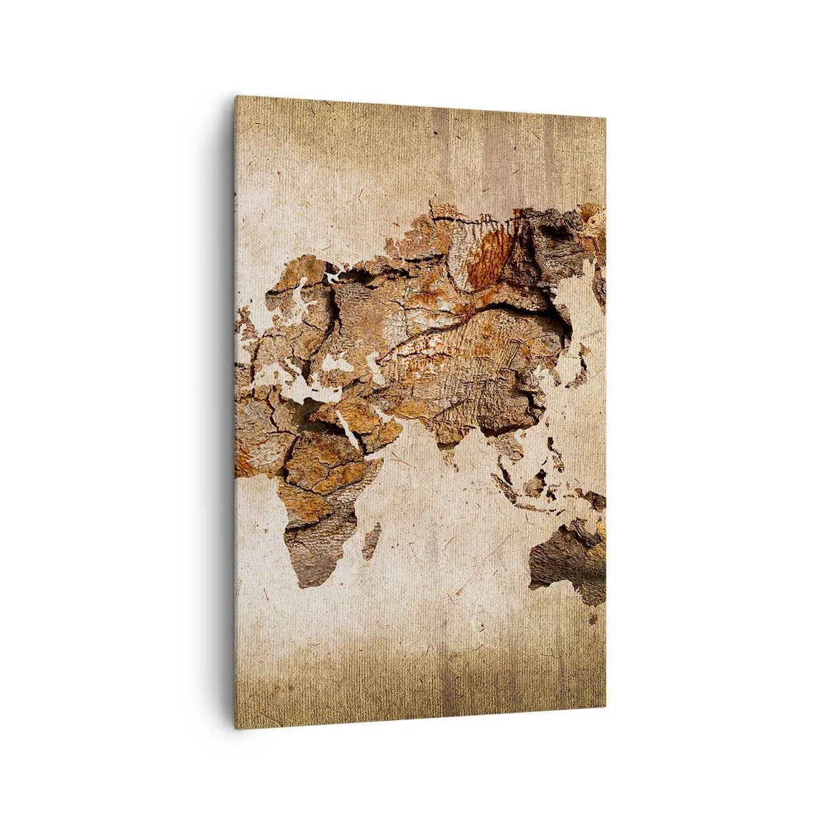 Quadro su tela - Stampe su Tela - Una mappa del mondo in stile rustico in legno - 80x120cm - Alla scoperta del mondo - Decorazione murale moderna per soggiorno e camera da letto ARTTOR