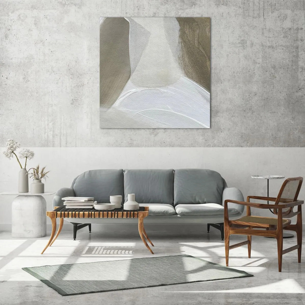 Quadro su vetro - Onda di bianco - 60x60 cm