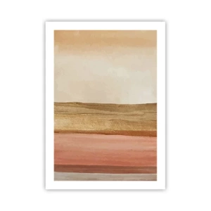 Poster - Una composizione astratta nelle calde tonalità del beige e del rosa. - 50x70cm - Composizione verticale - Decorazione murale moderna per soggiorno e camera da letto ARTTOR