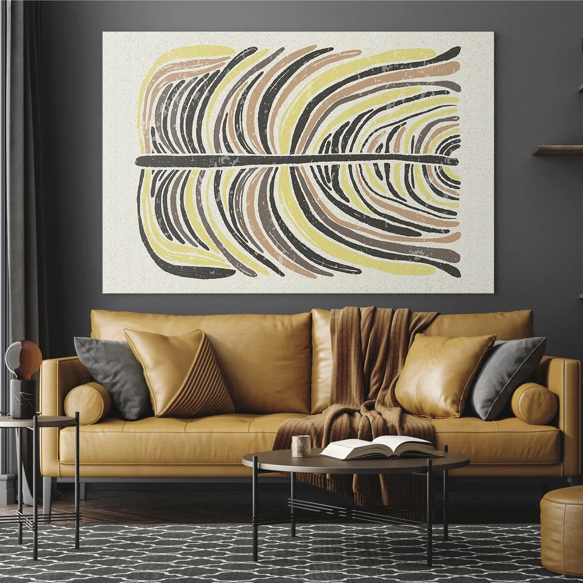 Quadro su vetro - Astrazione organica nei toni caldi della terra su uno sfondo chiaro - 100x70cm - Astrazione piena di vita - Decorazione murale moderna per soggiorno e camera da letto ARTTOR