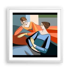 Poster in cornice bianca - Il momento delle confidenze - 50x50 cm