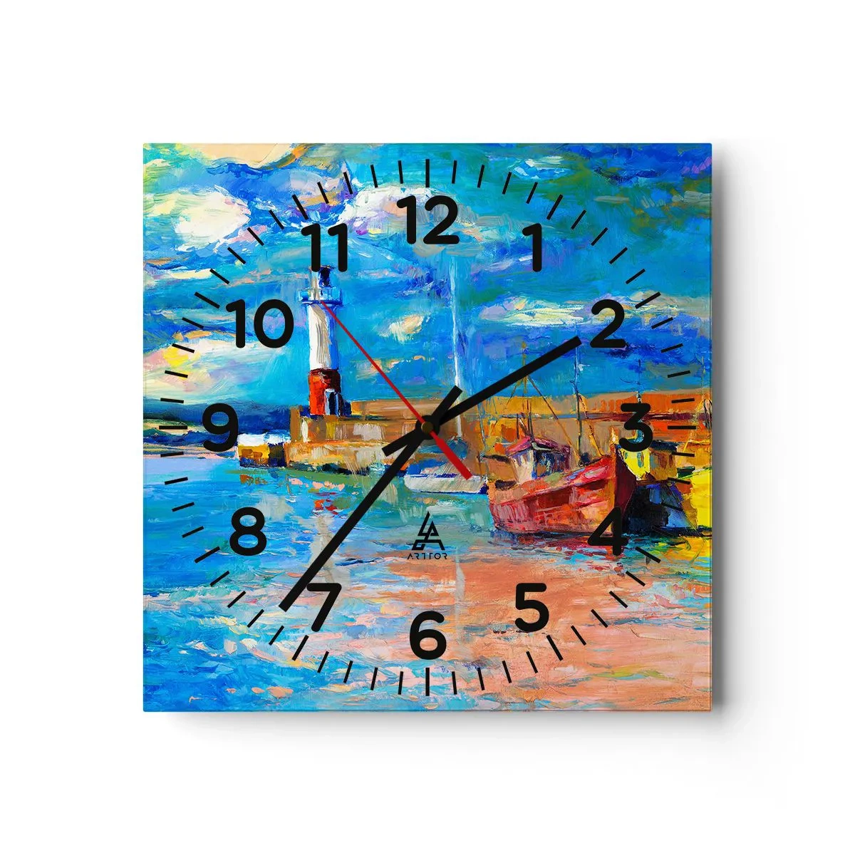 Orologio da parete - Orologio in Vetro - Pomeriggio nell'insenatura multicolore - 40x40 cm