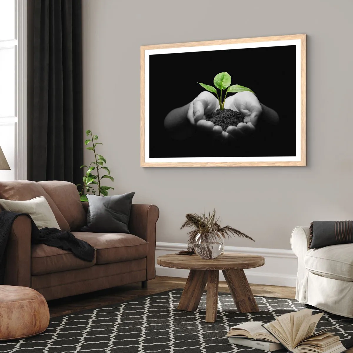 Poster in cornice rovere chiaro - Amo la natura, la proteggo - 70x50 cm