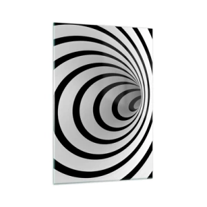 Quadro su vetro - Una spirale in bianco e nero che crea un effetto ipnotico - 70x100cm - Anche tu non riesci a resistere? - Decorazione murale moderna per soggiorno e camera da letto ARTTOR