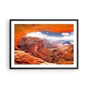 Poster in cornice nera - Canyon visto attraverso una finestra rocciosa con toni caldi della roccia - 70x50cm - Scolpiti dalla natura - Decorazione murale moderna per soggiorno e camera da letto ARTTOR