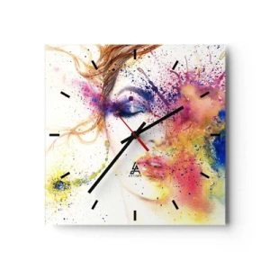 Orologio da parete - Orologio in Vetro - Capogiro arcobaleno - 40x40 cm