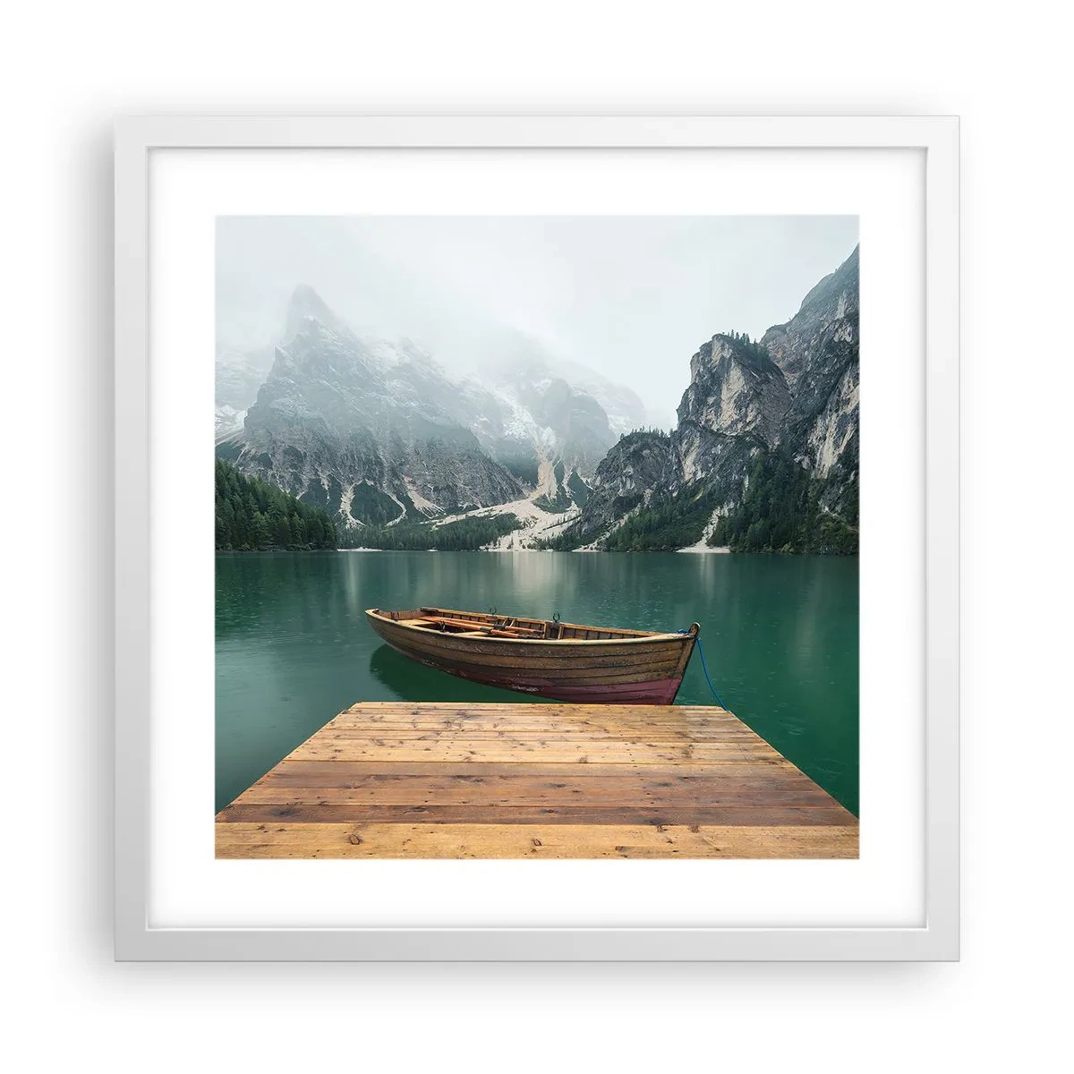 Poster in cornice bianca - E attorno le fiere rocce - 40x40 cm