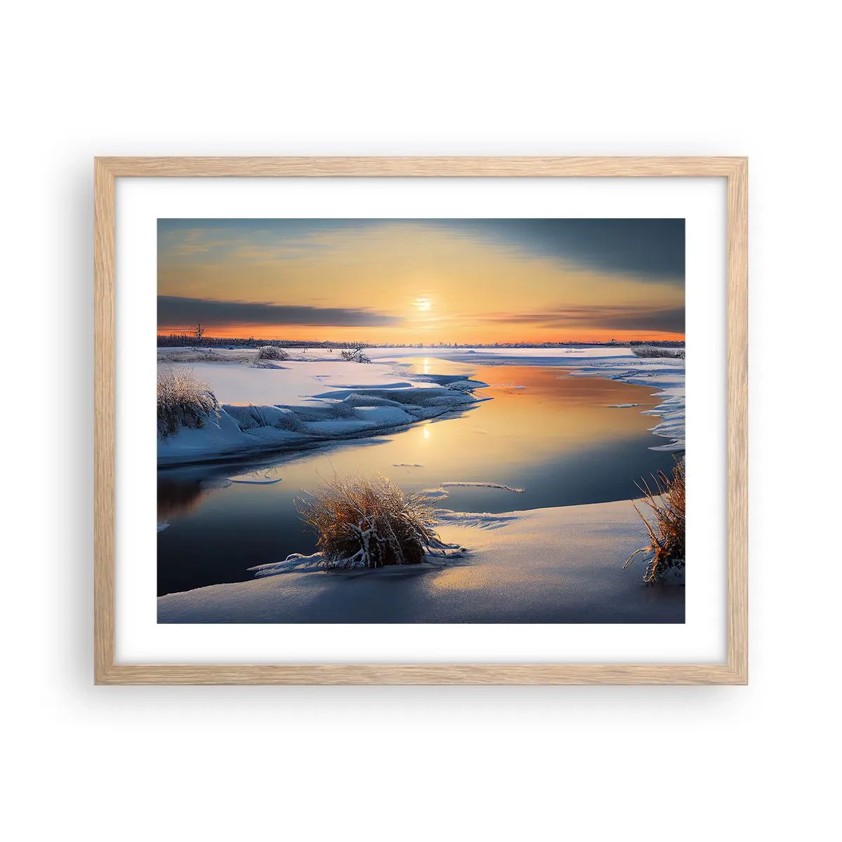 Poster in cornice rovere chiaro - Tramonto invernale - 50x40 cm
