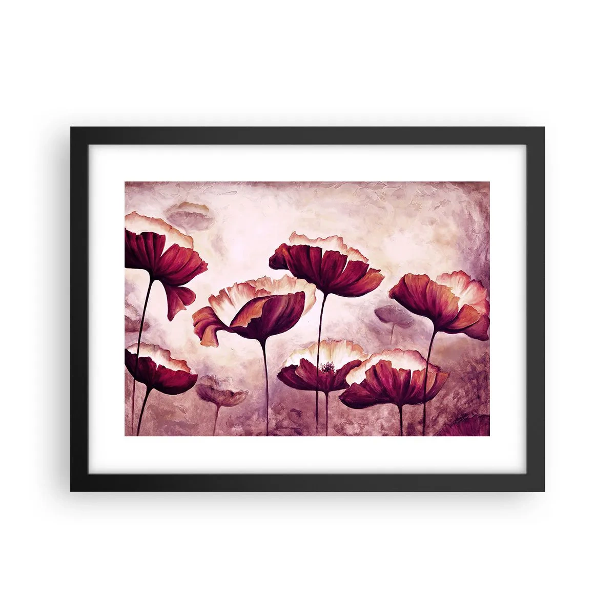 Poster in cornice nera - Petalo rosso e bianco - 40x30 cm