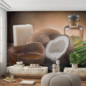 Fotomurale su misura Premium Sand - Salute dalle isole tropicali - Noce di cocco, Terme, Olio di cocco
