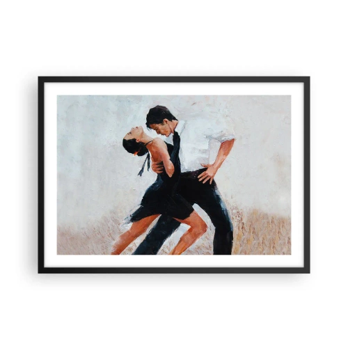 Poster in cornice nera - Una coppia che balla in uno scatto elegante e sensuale - 70x50cm - Il tango dei miei sogni - Decorazione murale moderna per soggiorno e camera da letto ARTTOR