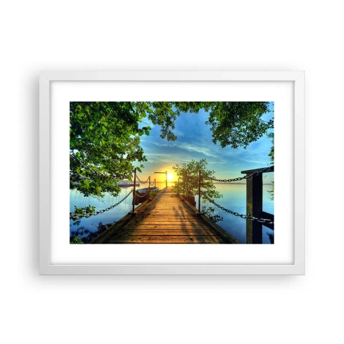Poster in cornice bianca - Tramonto sul lago - 40x30 cm