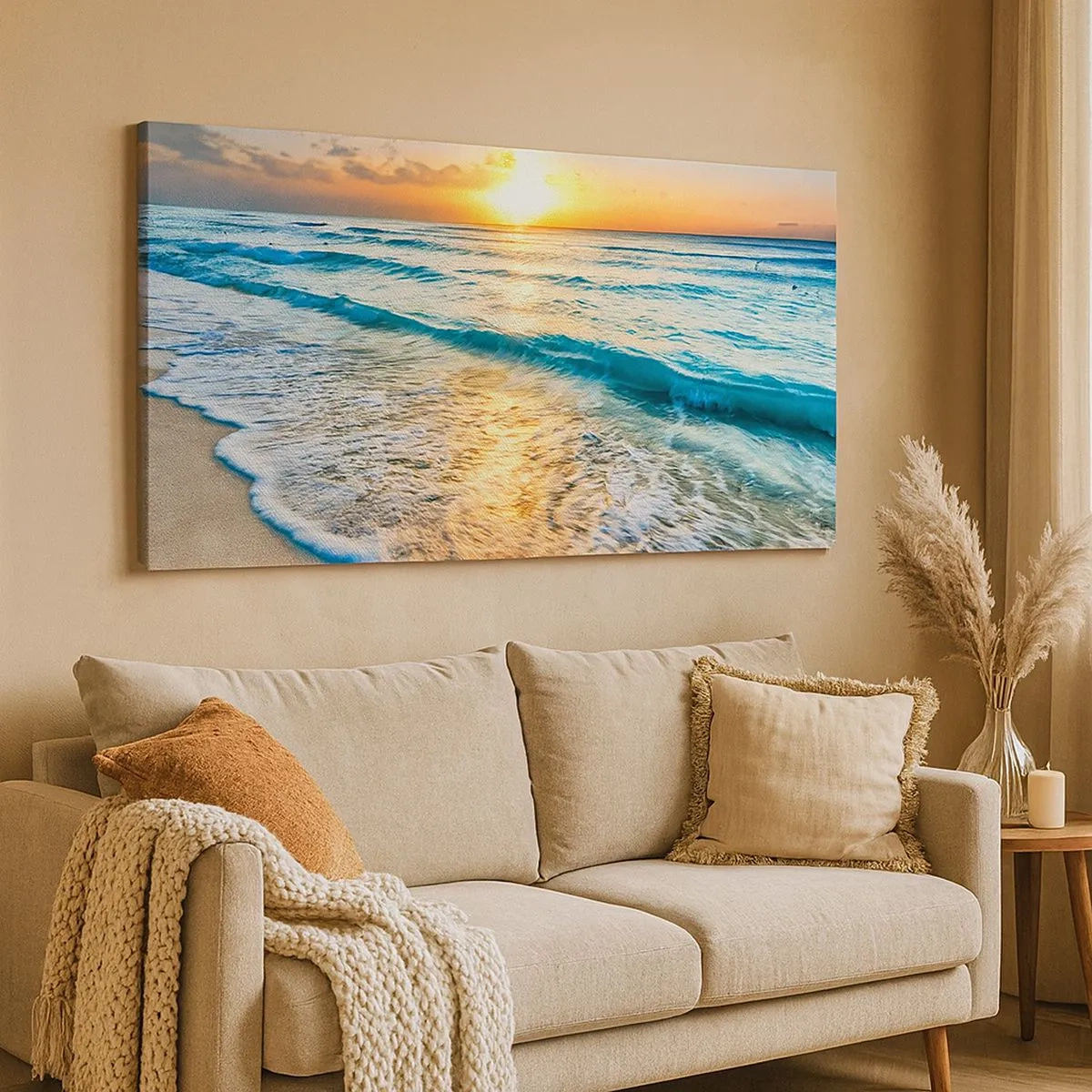Quadro su tela - Stampe su Tela - Tramonto sul mare - 100x40 cm